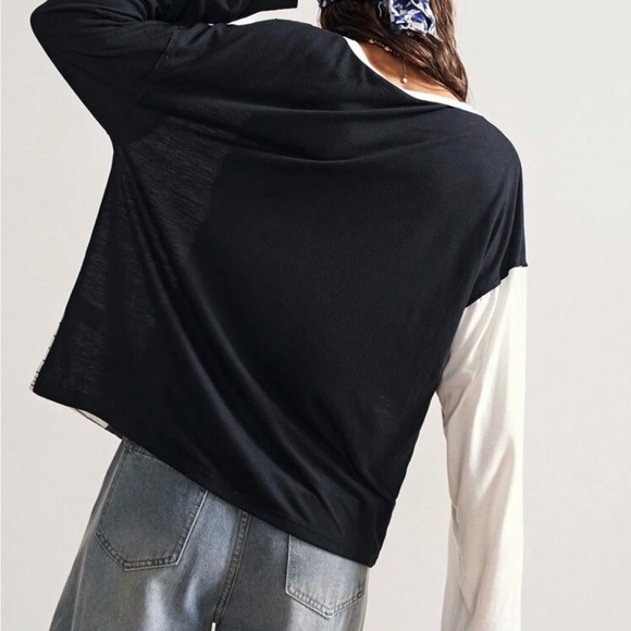 010 Cozy Color Block Button Stripes Henley Top - Picture 2 of 2